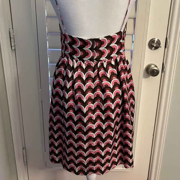 Vintage Milly of New York Pink and Brown Sleeveless Dress Size 6 Mod ~ Silk! - Picture 2 of 3